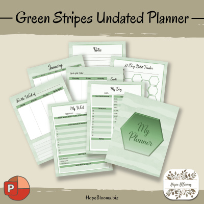 Green Stripes Undated Planner