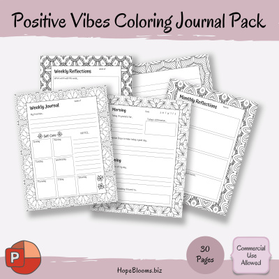 Positive Vibes Coloring Journal Pack